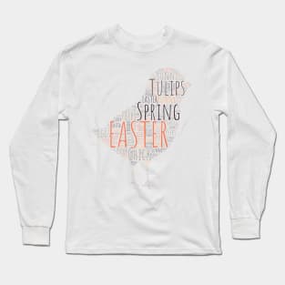 Cute Colorful Chick Easter Words Long Sleeve T-Shirt